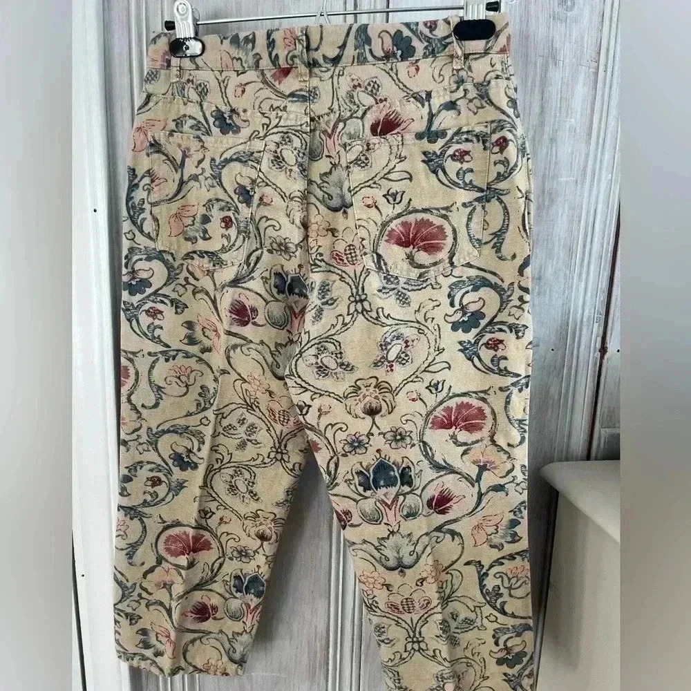 LAUREN RALPH LAUREN Cropped Linen Cotton Floral Print pant 4 cottage prep - Picture 5 of 9